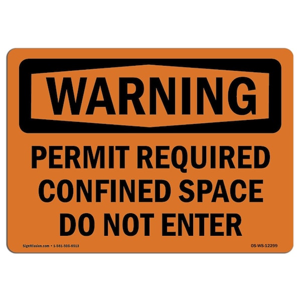 OSHA Sign, Permit Required Confined Space Do Not Enter, 10in X 7in Alum, 10" W, 7" H, Landscape